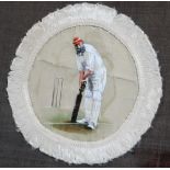 'Cricketers from the Golden Age'. Excellent collection of eleven silk place mats with ivory
