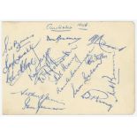Australia tour to England 1948. 'The Invincibles'. Large album page signed in blue ink by fifteen