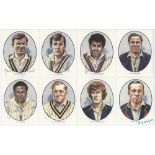 'Warwickshire Test Cricketers'. Eight cards from the set of twenty five colour trade cards of