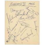 'Jim Laker, 19-90'. England v Australia, 4th Test 1956. Album page signed by the full England team