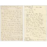 W.T. Hodder, book collector. Two handwritten letters from Hodder to E.B.V. Christian relating to the