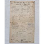 England v Australia 1926. Official scorecard for the 5th Test match played at the Kennington Oval,