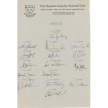 Sussex C.C.C. 1988-2004. Thirteen official autograph sheets for 1988, 1985, 1991, 1994-2002 and