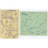Yorkshire 1949/1950 and Glamorgan 1958. Small album page signed in ink by sixteen Yorkshire players.