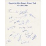 Gloucestershire C.C.C. 1990-2001. Complete run of twelve official autograph sheets for 1990-2001.
