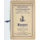 Western Canada Cricket Association Tournament 1926. Official menu for the banquet held at the
