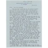 William Eric Bowes. Yorkshire & England 1929-1947. Two page typed letter from Bowes to John Arlott