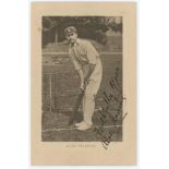 Alec Hearne. Kent & England 1884-1906. Sepia postcard of Hearne, full length, in batting pose,