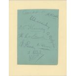 Yorkshire C.C.C. c1925. Large album page signed in pencil by eight Yorkshire players, Waddington,