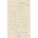 Cecil Geoffrey Howard. Middlesex 1930. Single page handwritten letter in ink written on the