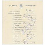 M.C.C. tour of Australia & New Zealand 1962/63. Official autograph sheet for the tour. Fully