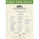 Surrey C.C.C. 1988-2002. Ten official autograph sheets for 1988, 1991-1994, 1996, 1997, 2001 and