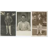 Cricket postcards 1890s-1960s. Seven postcards including four mono real photograph player portrait