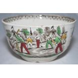 Village cricket bowl. Staffordshire 19th century bowl, transfer printed in sepia with three scenes