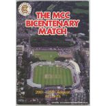 M.C.C. Bicentenary 1787-1987. Official souvenir programme for the Bicentenary Match, M.C.C. v Rest