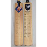 Middlesex. Two full size cricket bats, one signed by thirteen, mainly past Middlesex players but