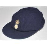 Hampshire C.C.C. navy blue cloth 1st XI cricket cap, by Foster of Mayfair, with embroidered white