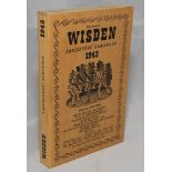 Wisden Cricketers' Almanack 1943. 80th edition. Original limp cloth covers. Only 5600 paper copies