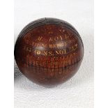 George Murray Royle. Nottinghamshire 1871-1881 (three matches). Cricket ball with gilt