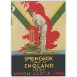 South Africa tour of England 1935. 'Springbok tour of England 1935'. Official 'Union-Castle Line'