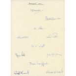 Somerset 1956. Large autograph sheet, with handwritten title, nicely signed by the team. Eleven