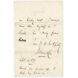 John Henniker-Major, 5th Baron Henniker. Two page handwritten letter on Thornham Hall, Eye (Suffolk)