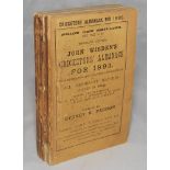 Wisden Cricketers' Almanack 1893. 30th edition.Original paper wrappers. Some wear and loss to