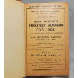 Wisden Cricketers' Almanack 1905. 42nd edition. Original wrappers, bound in brown boards with titles