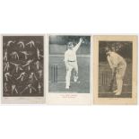 Cricket postcards 1900s onwards. A mixed selection of fifteen mono postcards, some real photographs,