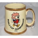 'World Cup Championship 1966'. An original ceramic 1966 World Cup Willie tankard with World Cup