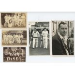 Cricket photographs 1880s-1980s. Red album comprising a miscellany of fifty four mainly postcard