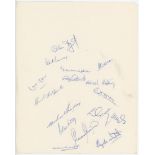 West Indies tour to England 1975. Unofficial plain autograph sheet very nicely signed in ink by