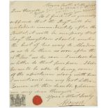 George Gordon, 9th Marquis of Huntly & Earl of Aboyne. Original one page handwritten letter from