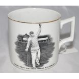 Hedley Verity. Yorkshire & England, 1930-39. W. Ellis of Bramley commemorative mug for 'Hedley