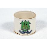 'Hambledon'. Crested china napkin ring with the coat of arms for 'Hambledon. The Cradle of