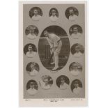 M.C.C. tour to Australia 1907/08. Mono real photograph postcard featuring cameo photographs of the