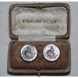 Silver cricket buttons. Two early cricket button, each with figure of a batsman and stumps. G -