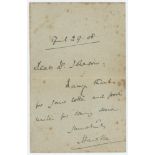 Lord Martin Bladen Hawke, Yorkshire & England 1881-1911. Short one page handwritten letter/note to