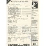 Derek Leslie Underwood. Kent & England 1983-1987. Official scorecard for Sussex v Kent played at