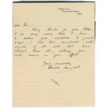 Harold Larwood. Nottinghamshire & England 1924-1938. Single page undated handwritten letter from