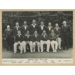 'Yorkshire County First XI. 1936'. Official mono photograph of the Yorkshire team and officials