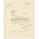 Ian Alexander Ross Peebles. Middlesex 1930. Single page typed letter dated 5th September 1958 in