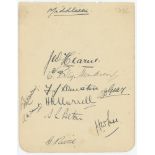 Middlesex and Glamorgan 1926. Album page nicely signed in ink by ten Middlesex players. Signatures