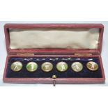 Victorian cricket buttons. Excellent complete set of six Victorian brass cricket shirt buttons. Each