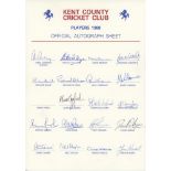 Kent C.C.C. 1988-2005. Twelve official autograph sheets for 1988, 1991-1993, 1995-2000, 2002 and