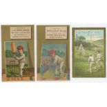 Early cricket cards. A pair of 19th century colour chromolithograph cricket cards each with an image