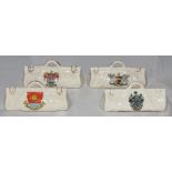 Crested cricket bags. 'South West'. Four medium crested china cricket bags with colour emblem for '