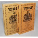 Wisden Cricketers' Almanack 1943 & 1945. Original limp cloth covers, only 5600 paper copies