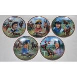 Great Jockeys. Collection of nine Royal Worcester plates, decorated by artist Melvyn Buckley,