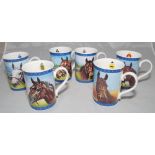 Racing Legends. Collection of six mugs, decorated by artist Graham Ison, Danbury Mint, and featuring